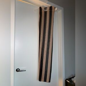 Striped Sheer Dress in Black and Beige